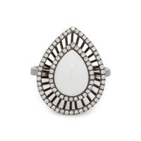 WHITE CHALCEDONY AND DIAMOND RING