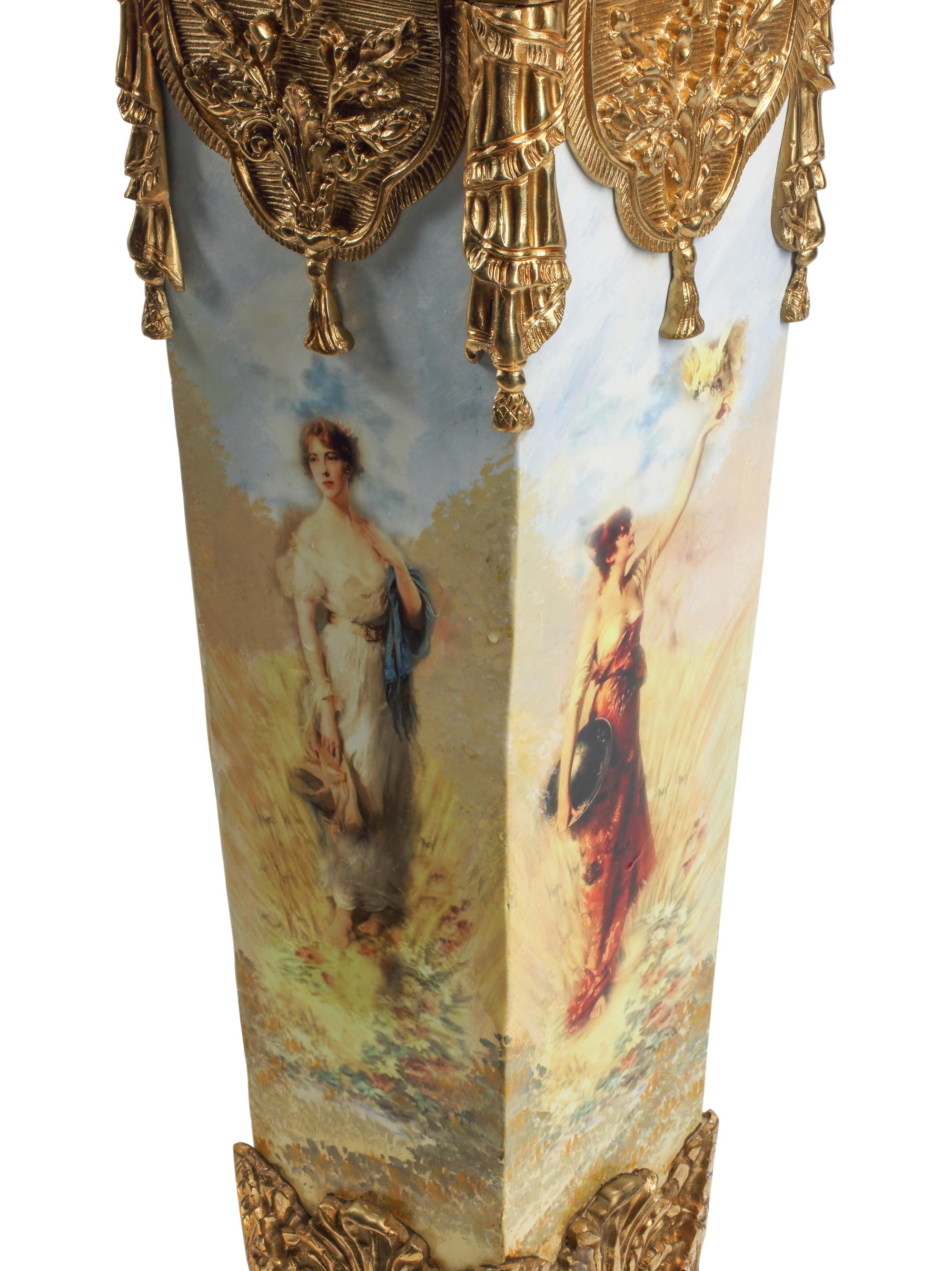 A Pair of Louis XVI Style Quartz-Top Pedestals