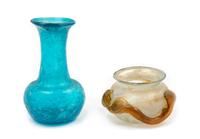 Two Roman Glass Objects Height of vase 4 1/2 inches. — CIRCA 1ST CENTURY C.E.