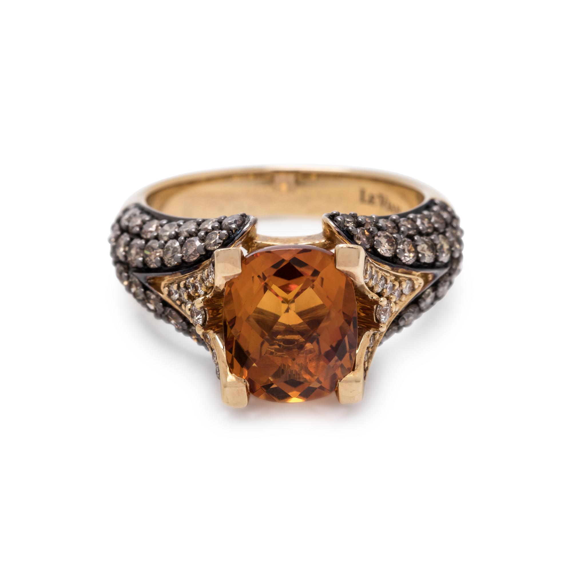 LEVIAN, CITRINE, DIAMOND AND COLORED DIAMOND RING