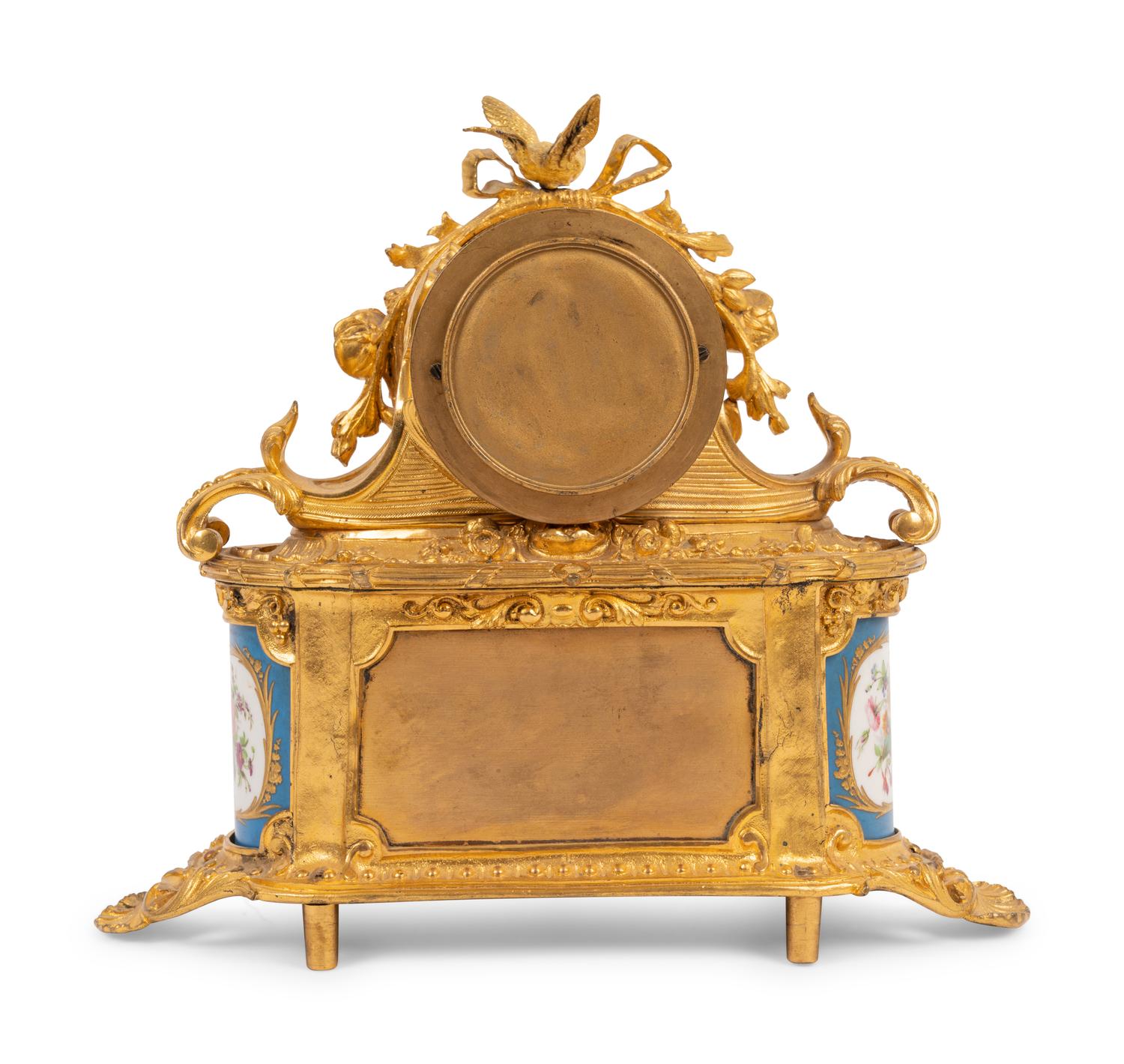 A French Gilt Bronze and Sèvres Style Porcelain Mantel Clock