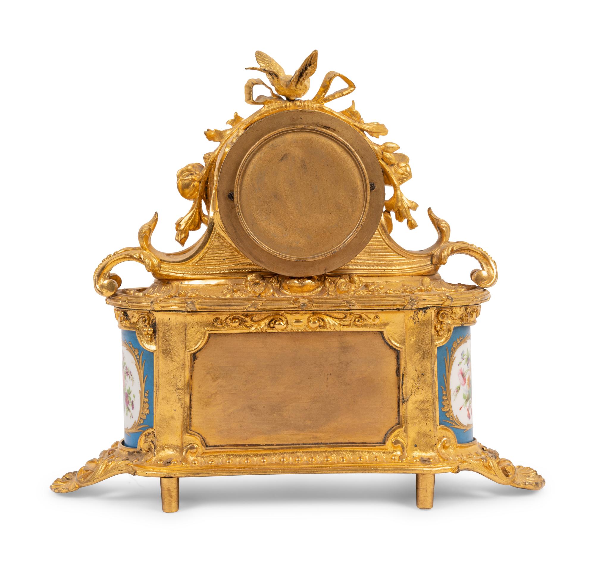 A French Gilt Bronze and Sèvres Style Porcelain Mantel Clock