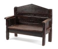 A Spanish Renaissance Revival Hall Bench Height 40 x width 47 1/2 x depth 22 1/2 inches. — 17TH/18TH CENTURY