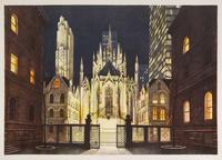 Richard Haas, (American, b. 1936), Village Courtyard, St. Patrick's, 1983