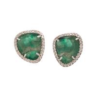 EMERALD SLICE AND DIAMOND EARRINGS