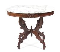 A Victorian Walnut Parlor Table Height 27 x width 33 x depth 21 1/2 inches.