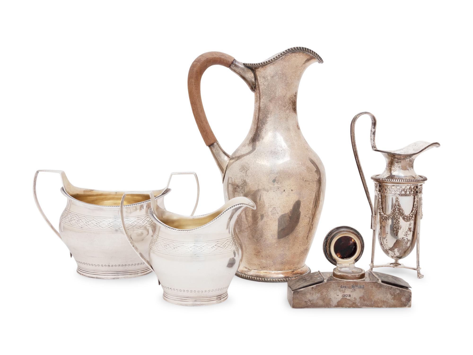 A Group of Four English Silver Hollowware Articles
