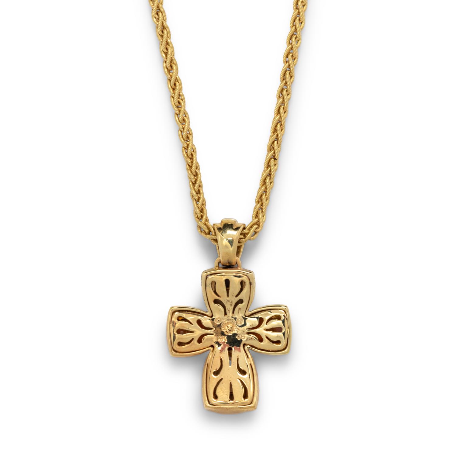 ASCH GROSSBARDT, DIAMOND AND HARDSTONE INLAY CROSS PENDANT/NECKLACE