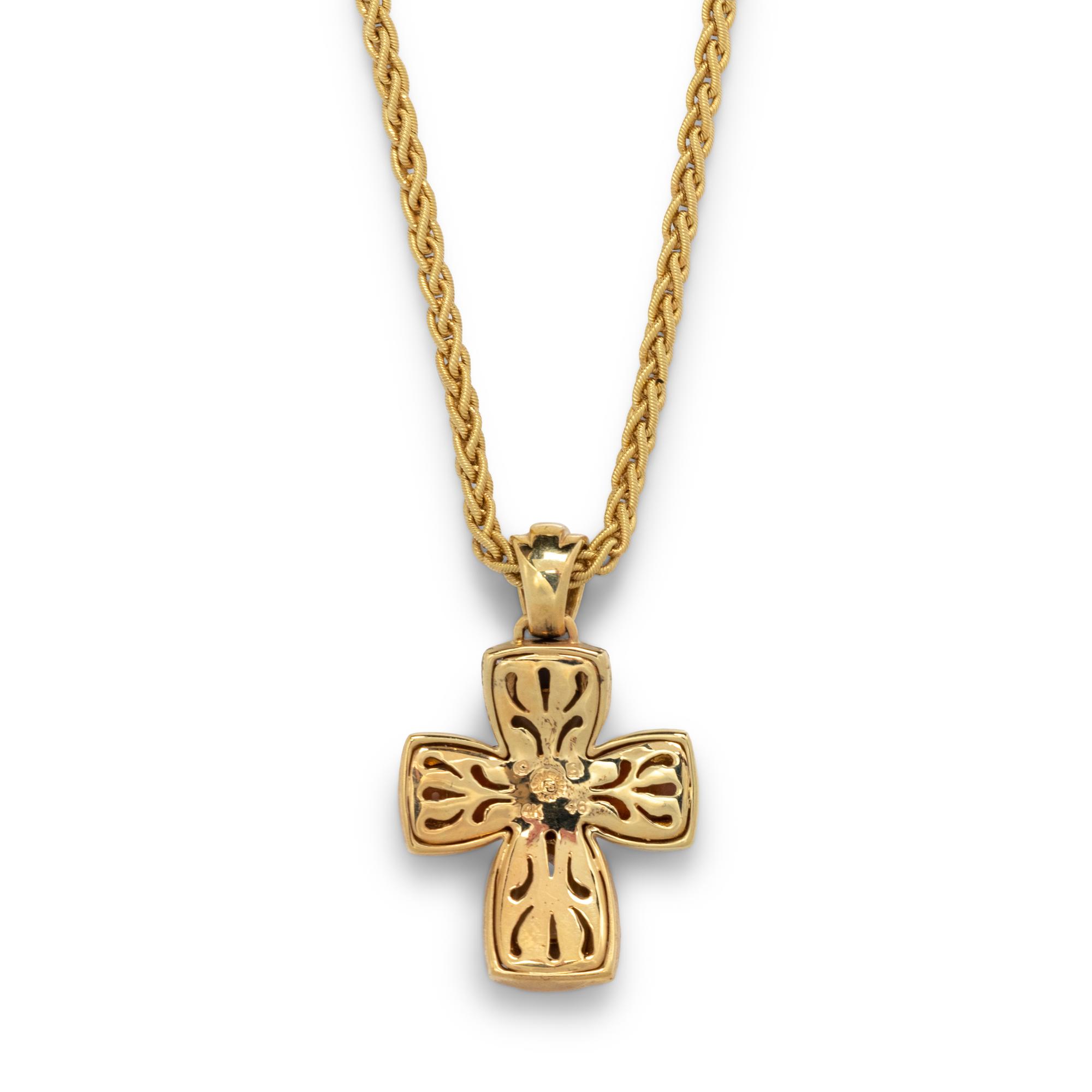 ASCH GROSSBARDT, DIAMOND AND HARDSTONE INLAY CROSS PENDANT/NECKLACE