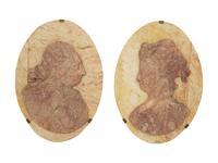 A Pair of Bi-Color Marble Profile Portrait Plaques
