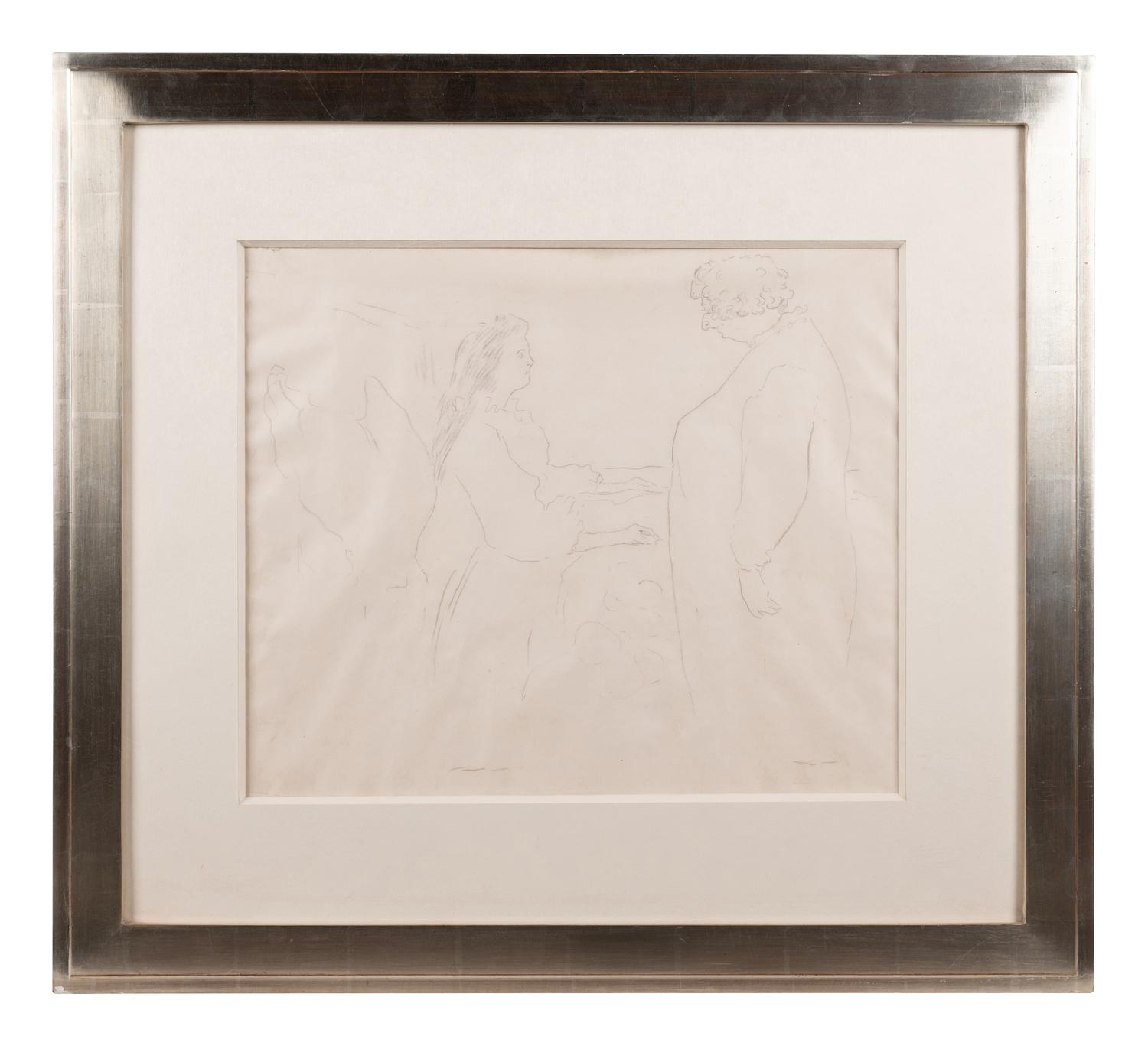 Femme au lit - Au petit lever (study for the lithograph for the eighth plate of "Elles" (Woman in Bed Greeted by her Mother))