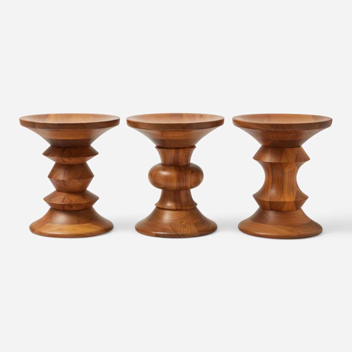 Charles Eames (American, 1907-1978) and Ray Eames (American, 1912-1988) Group of Three Time Life Stools, Models 411, 412, and 413, Herman Miller, USA, designed 1960, the present lot circa 2007