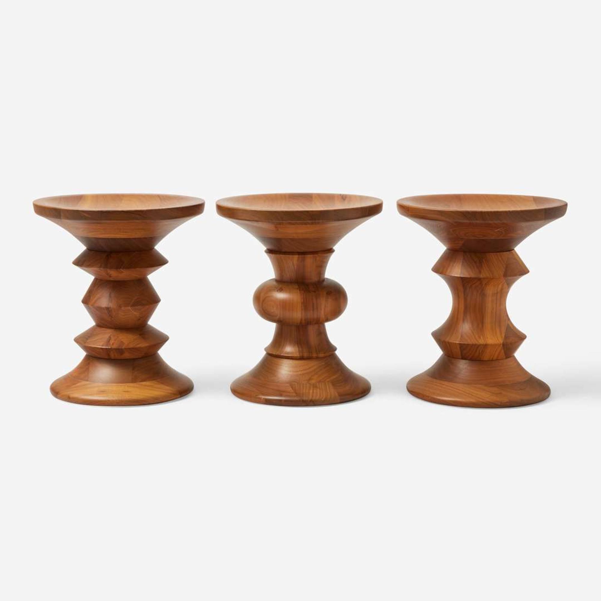 Charles Eames (American, 1907-1978) and Ray Eames (American, 1912-1988) Group of Three Time Life Stools, Models 411, 412, and 413, Herman Miller, USA, designed 1960, the present lot circa 2007