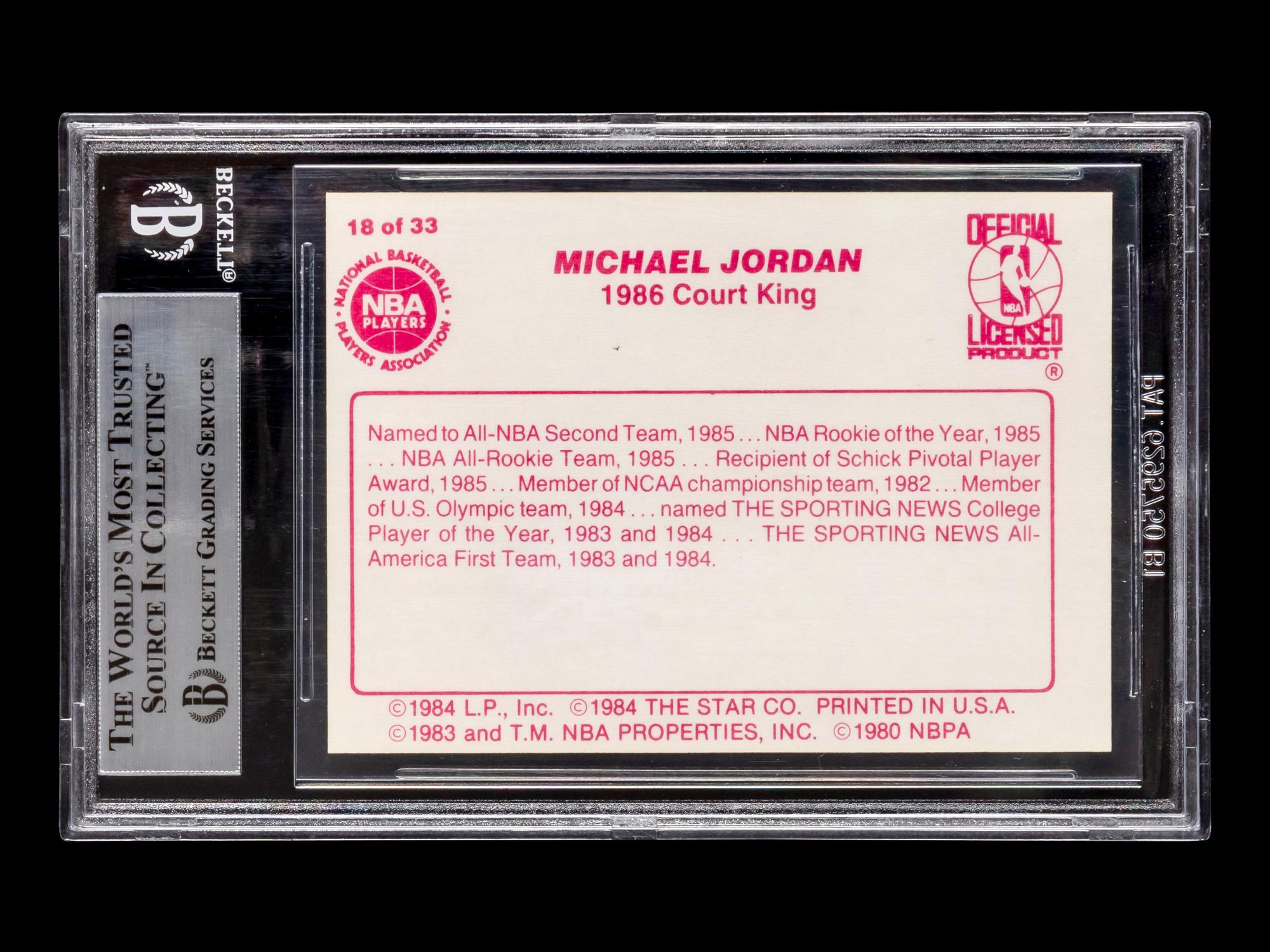 A 1986 Star Court Kings Michael Jordan Basketball Card No. 18 (BGS 8.5 NM-MT+)