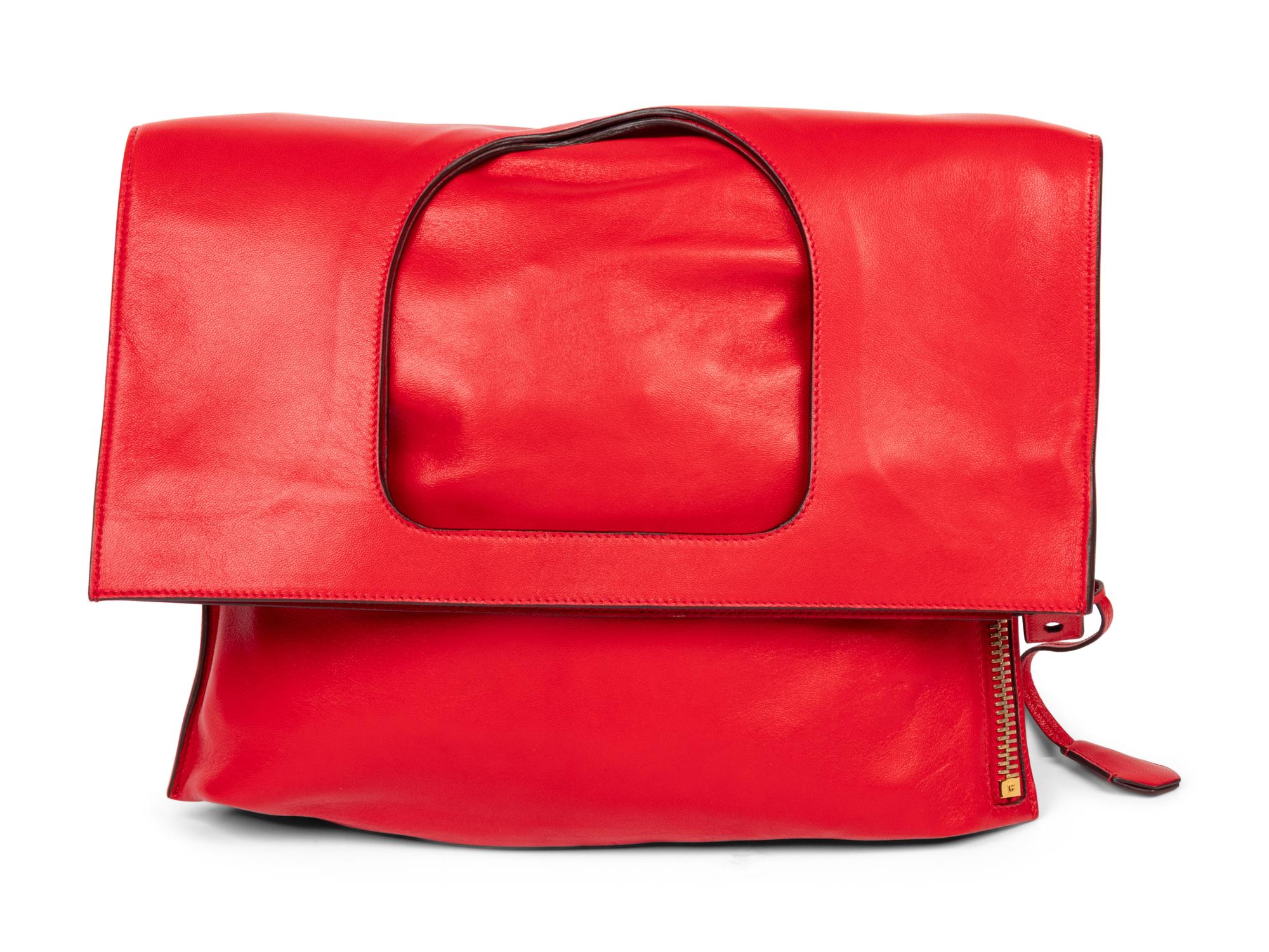 Tom Ford, Red Leather Zipper Tote