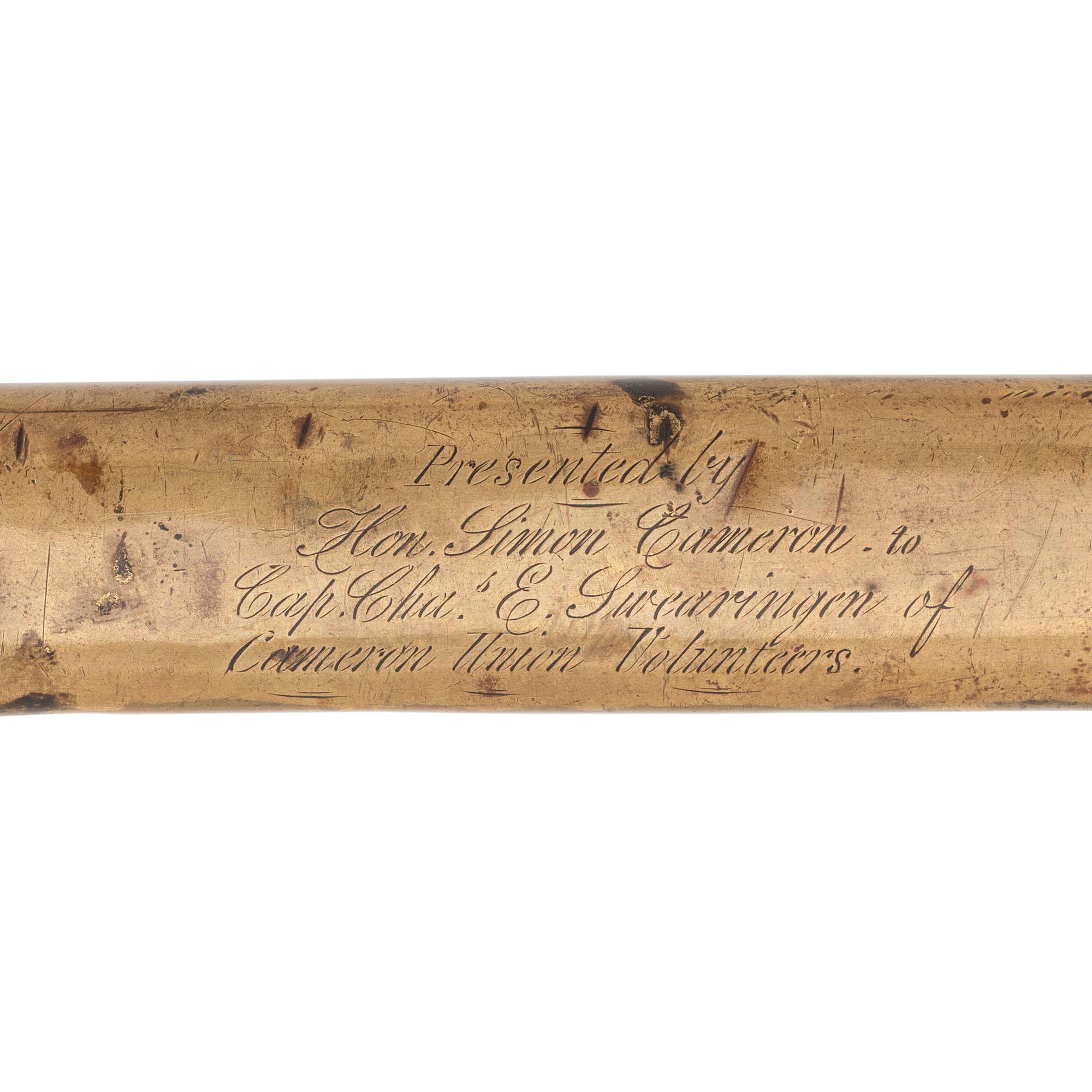 Lady Liberty Hilt Horstmann Presentation Militia Officer's Sword of Captain Charles Swearingen given by Secretary of War Simon Cameron