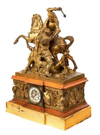 A Large French Gilt Bronze Figural Mantel Clock After Jean-François-Théodore Gechter (1796-1844)