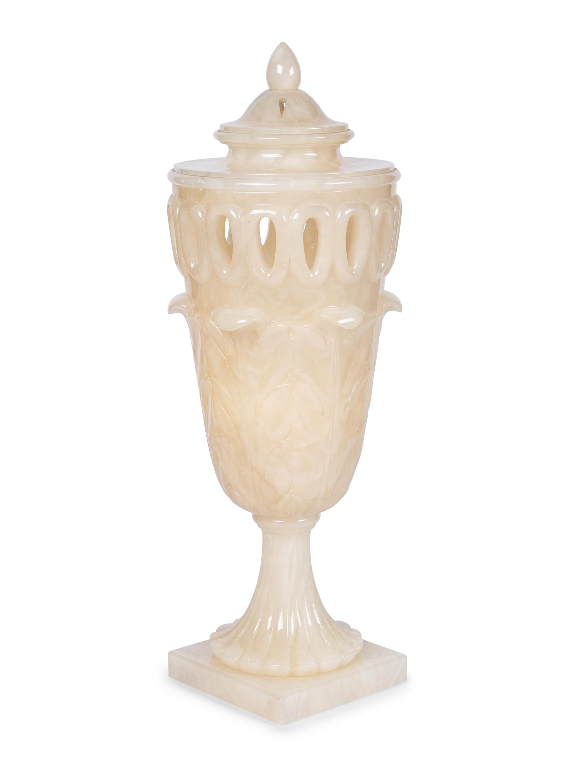 A Baroque Style Glass Covered Urn Mounted as a Lamp