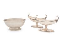 A Group of Three Silvered-Metal Table Articles