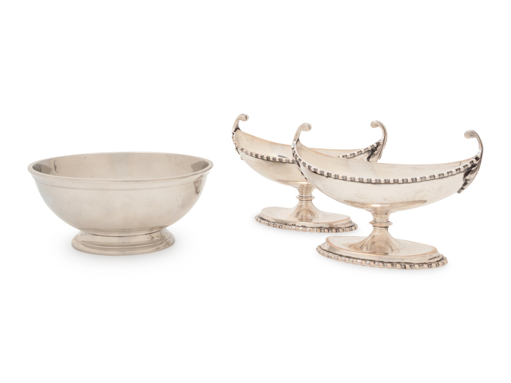 A Group of Three Silvered-Metal Table Articles