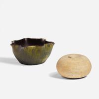 George Ohr (American, 1857-1918) Bowl and Bisque Apple, USA, circa 1895