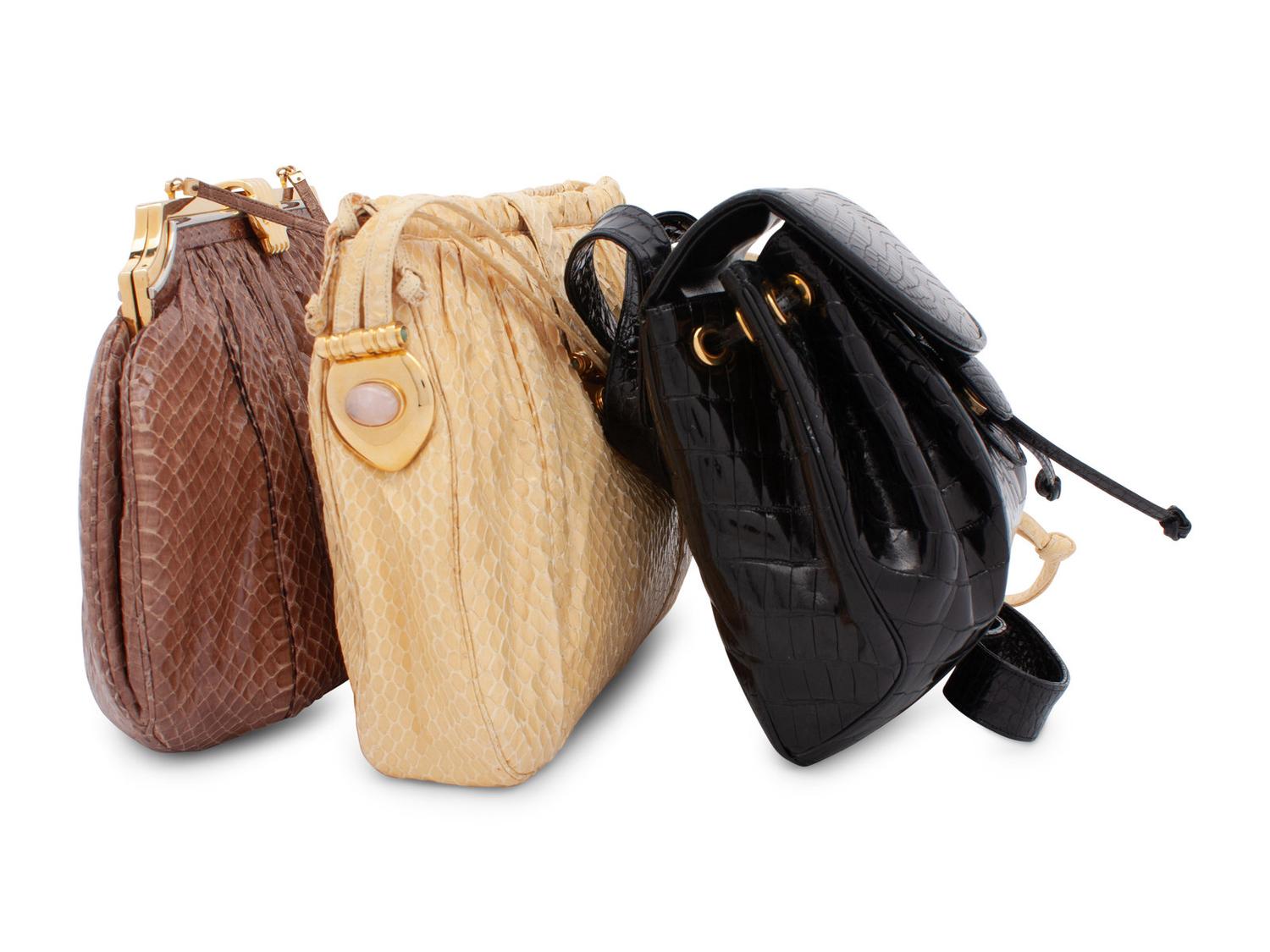Six Designer Bags: Two Gucci, One Colombetti, Three Judith Leiber, 1990-2010s