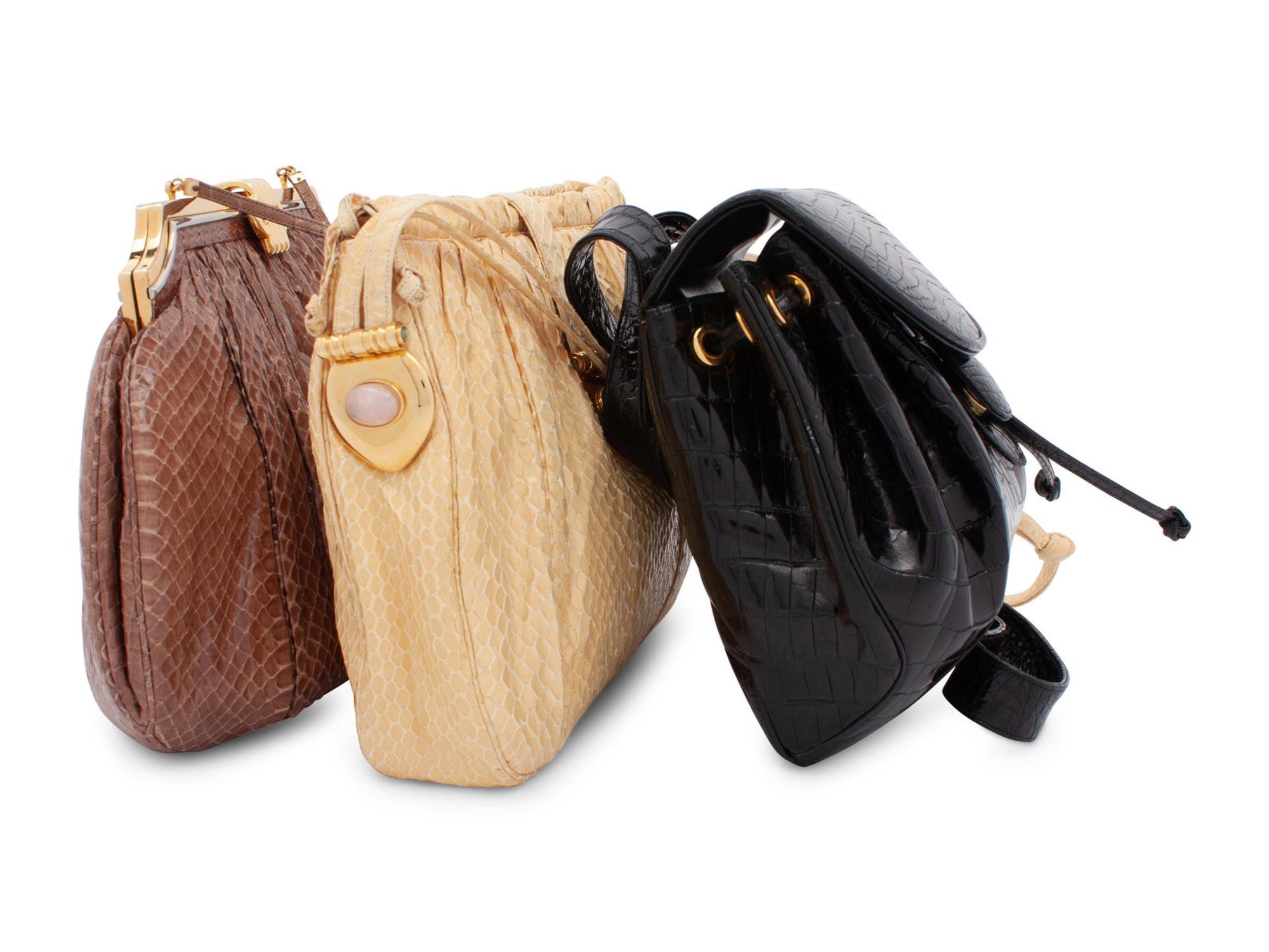 Six Designer Bags: Two Gucci, One Colombetti, Three Judith Leiber, 1990-2010s