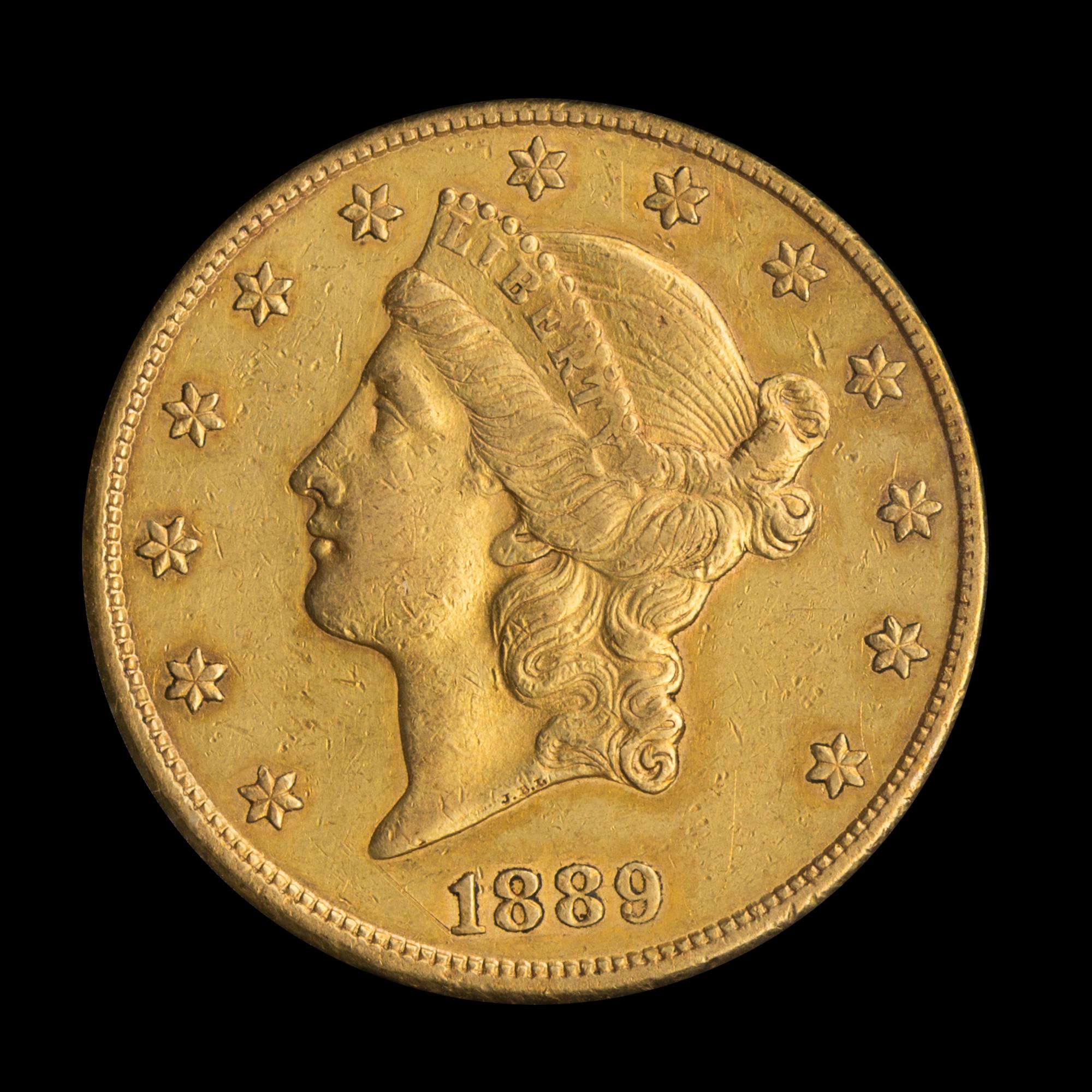 A United States 1889-S Liberty Head $20 Gold Coin