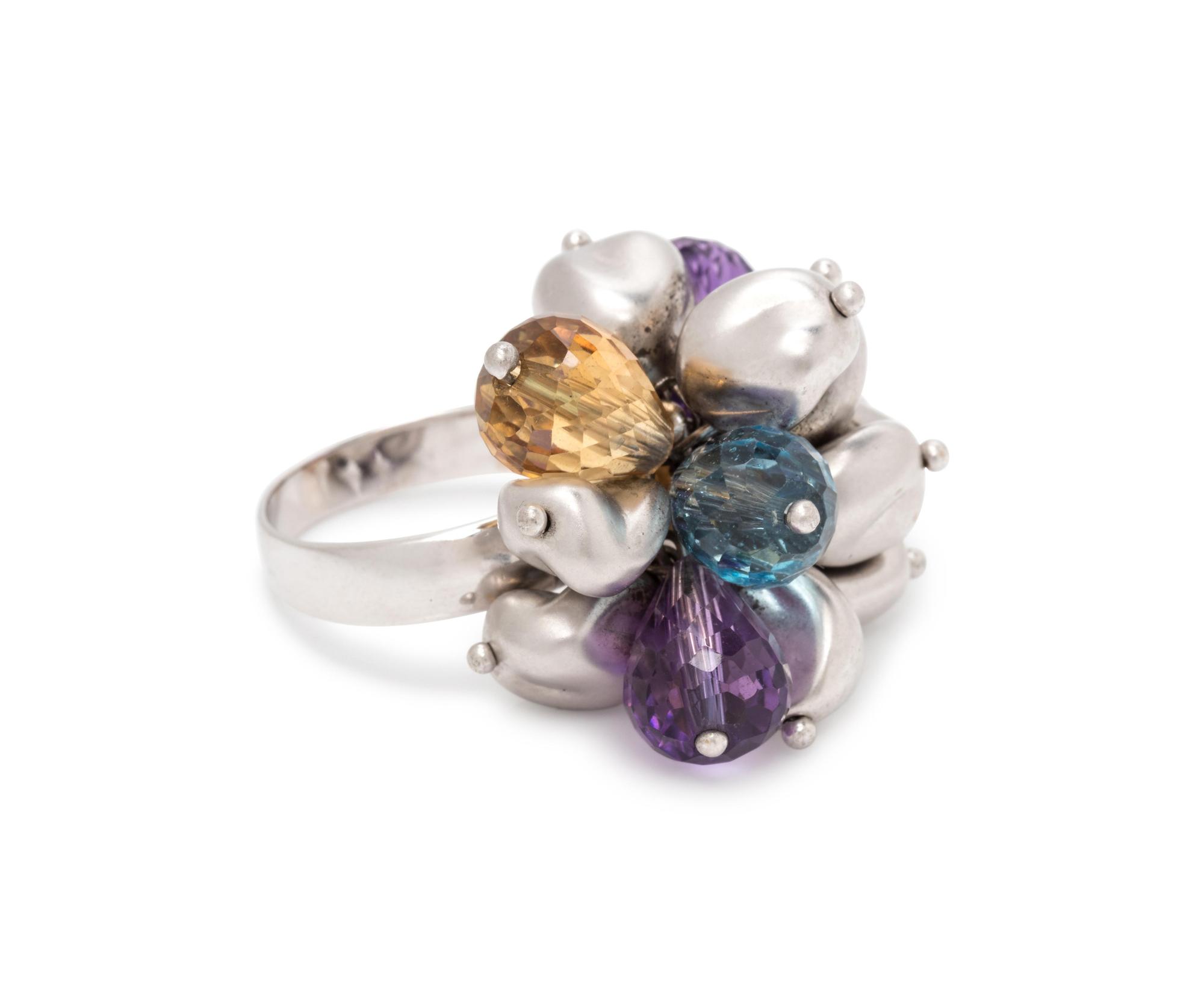 ROBERTO COIN, CULTURED PEARL AND MULTIGEM RING
