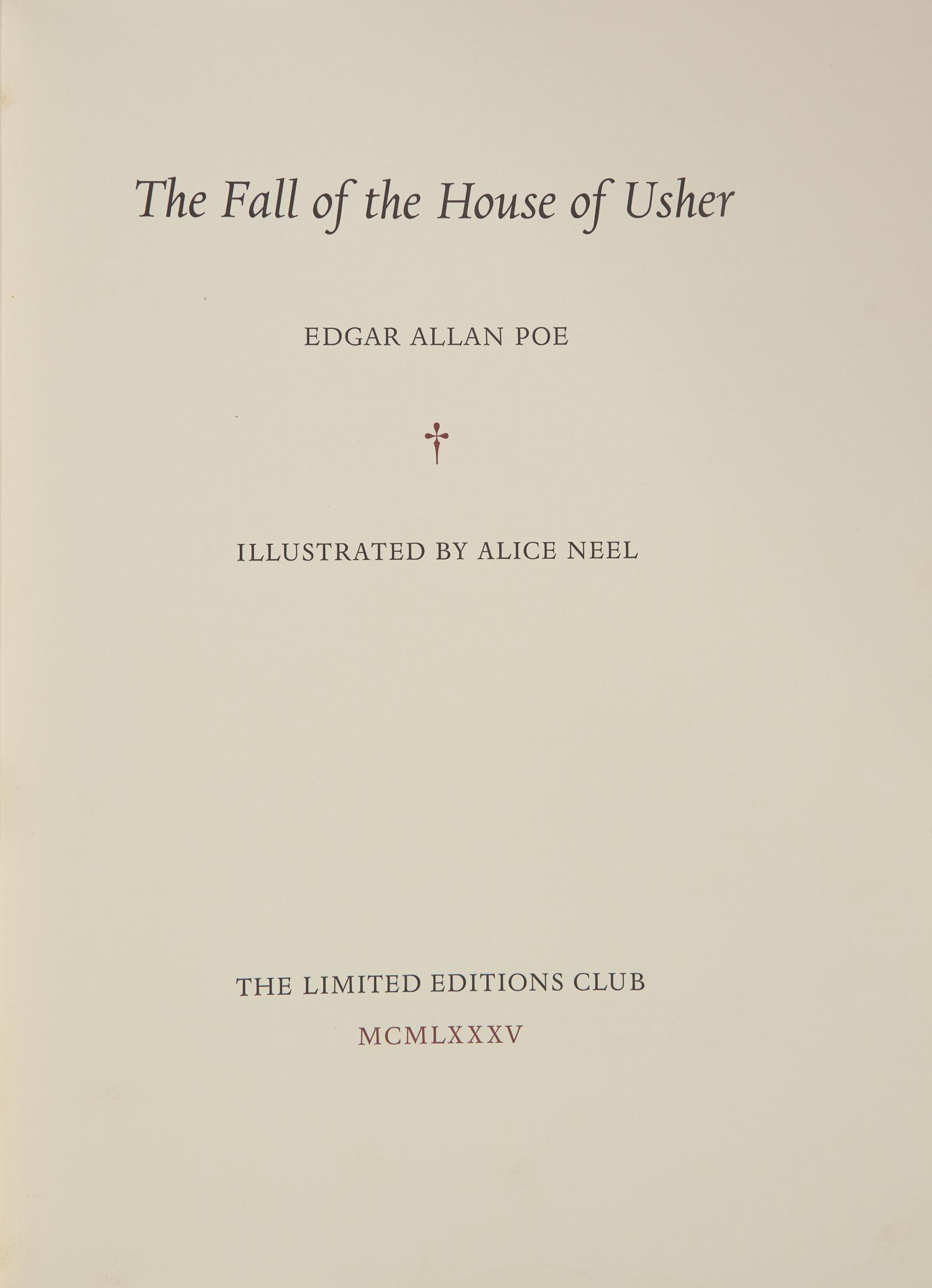 [LIMITED EDITIONS CLUB]. POE, Edgar Allan (1809-1849). The Fall of the House of Usher. New York: The Limited Editions Club, 1985.