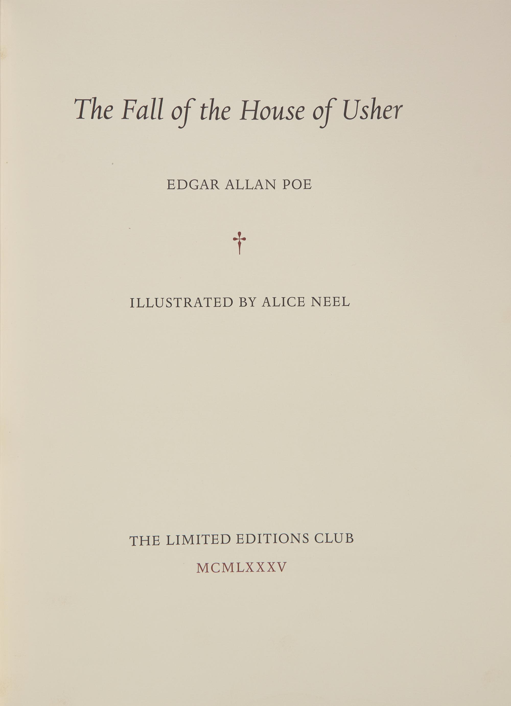 [LIMITED EDITIONS CLUB]. POE, Edgar Allan (1809-1849). The Fall of the House of Usher. New York: The Limited Editions Club, 1985.
