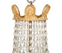 An Empire Style Gilt Metal and Cut Glass Six-Light Chandelier