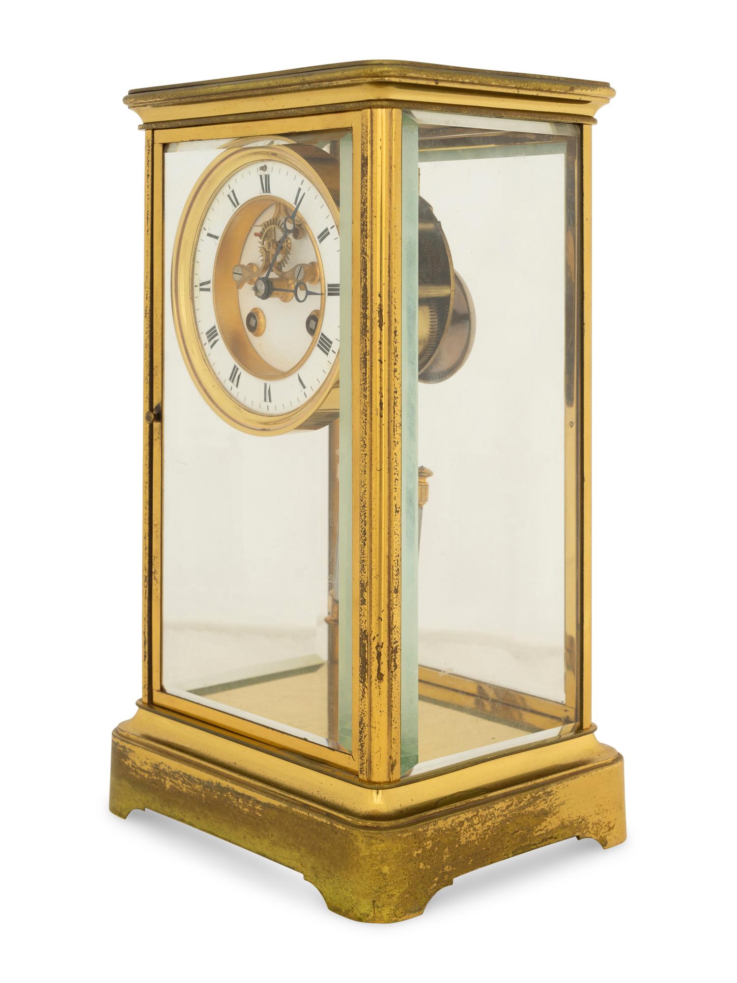 A Continental Gilt Brass Mantel Clock