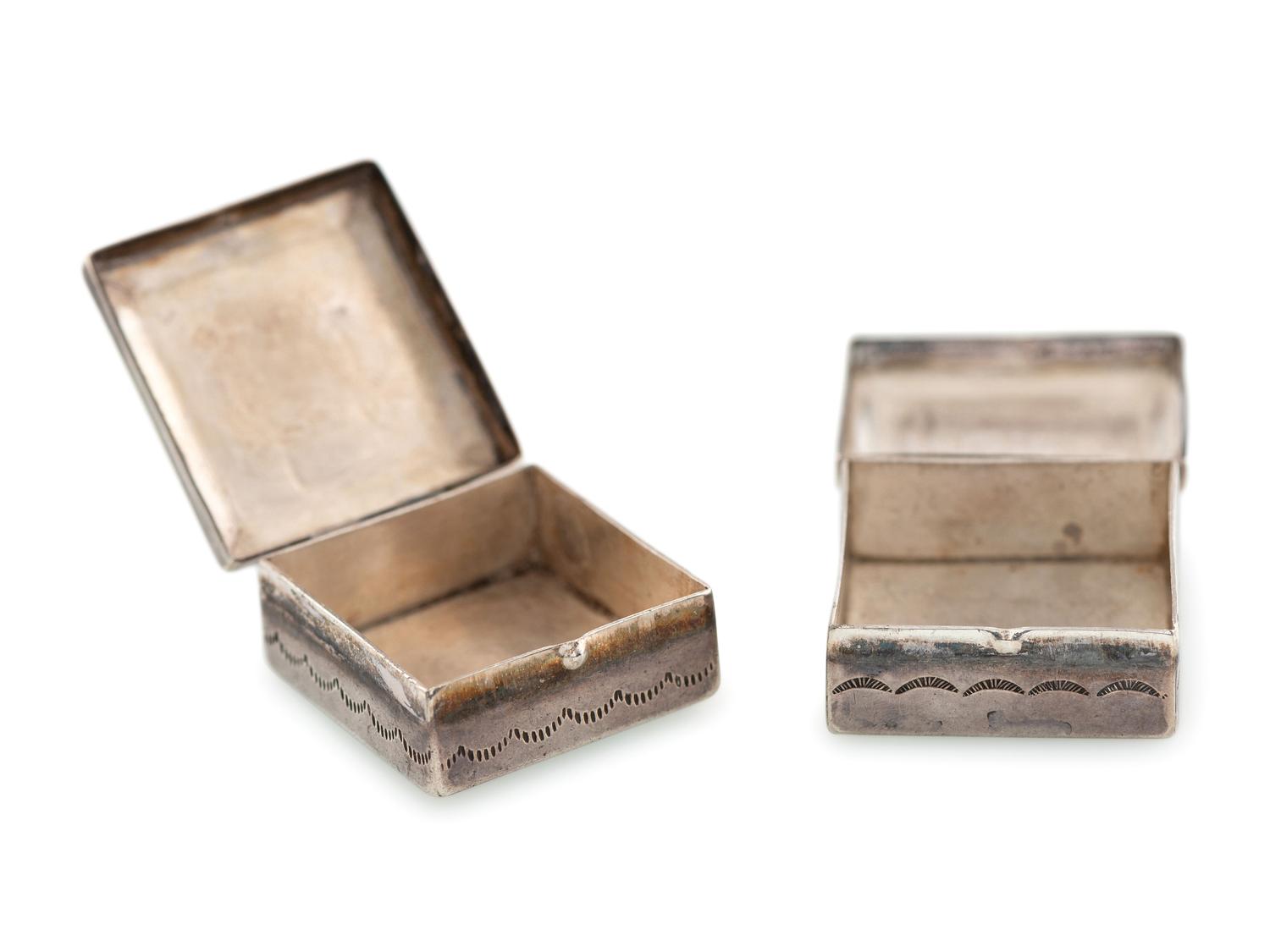 Pair of Stamped Silver Pill Boxes