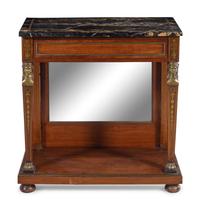 An Empire Gilt Bronze Mounted Mahogany Marble-Top Pier Table
