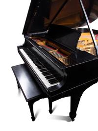 A Steinway and Sons Model L Black Lacquer Baby Grand Piano