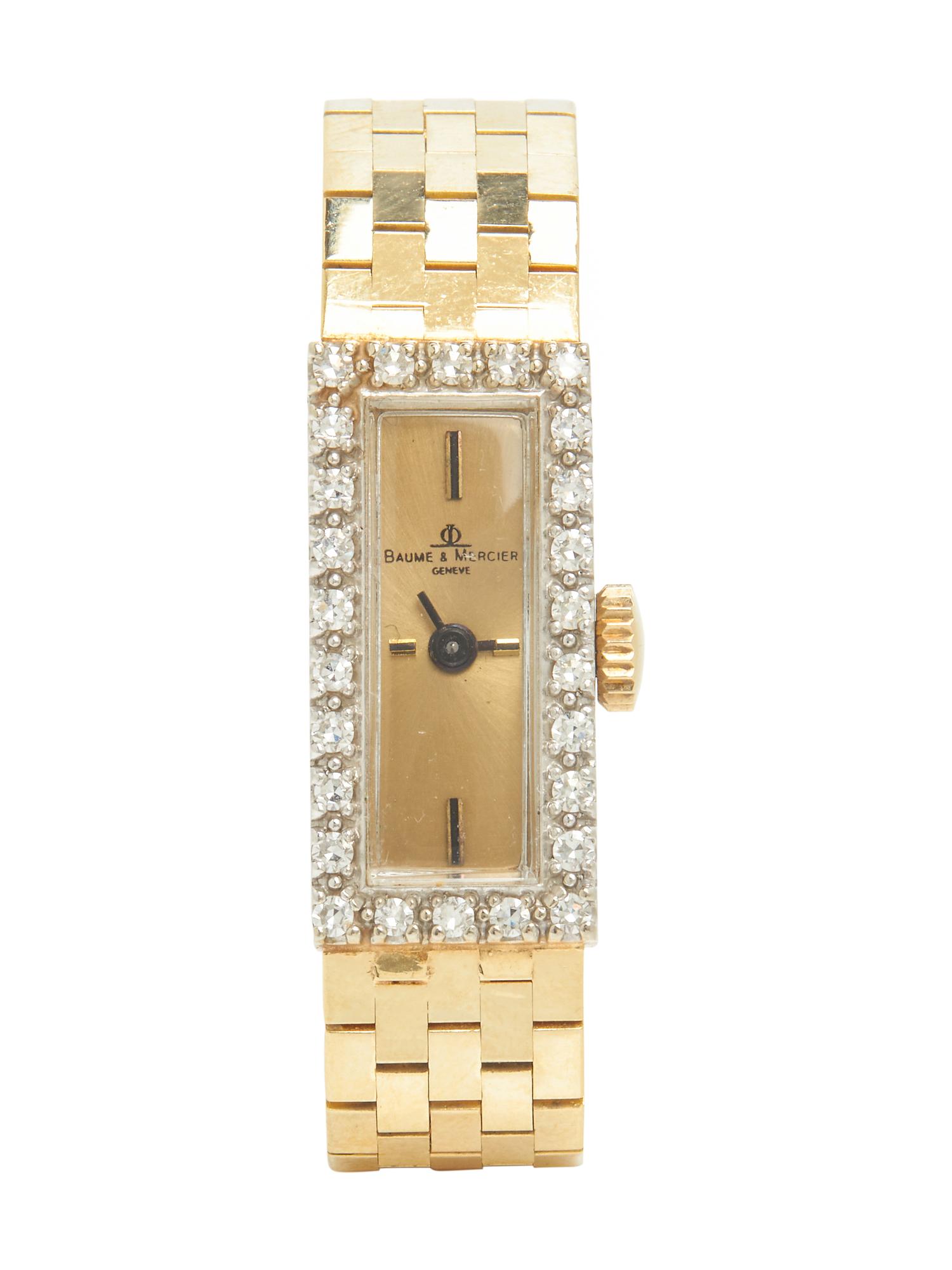 BAUME & MERCIER, REF. BN375 14K YELLOW GOLD AND DIAMOND WATCH