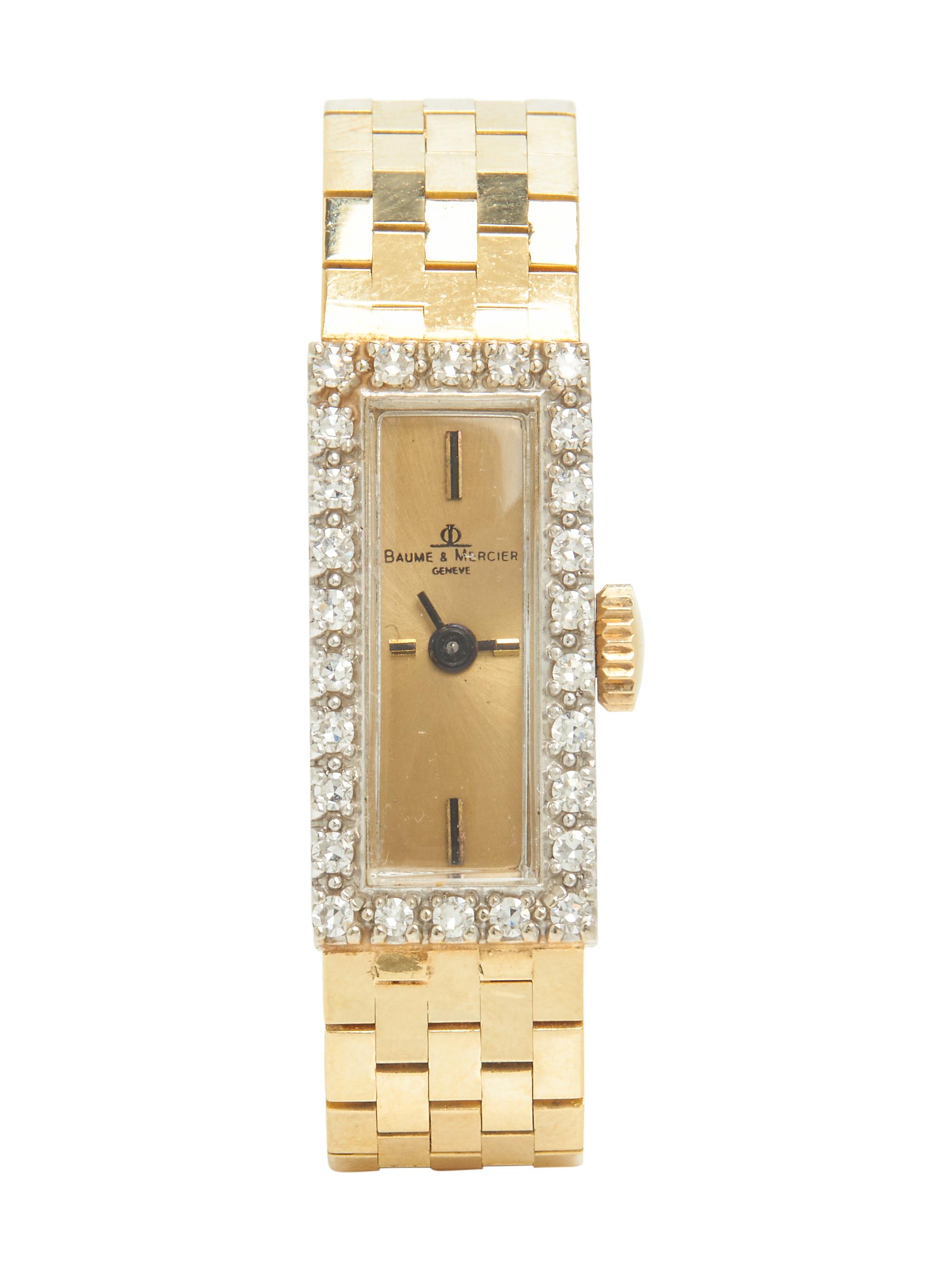 BAUME & MERCIER, REF. BN375 14K YELLOW GOLD AND DIAMOND WATCH