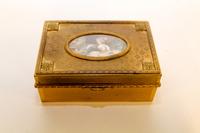 A French Portrait Miniature Inset Table Casket. Width 4 3/4 inches.