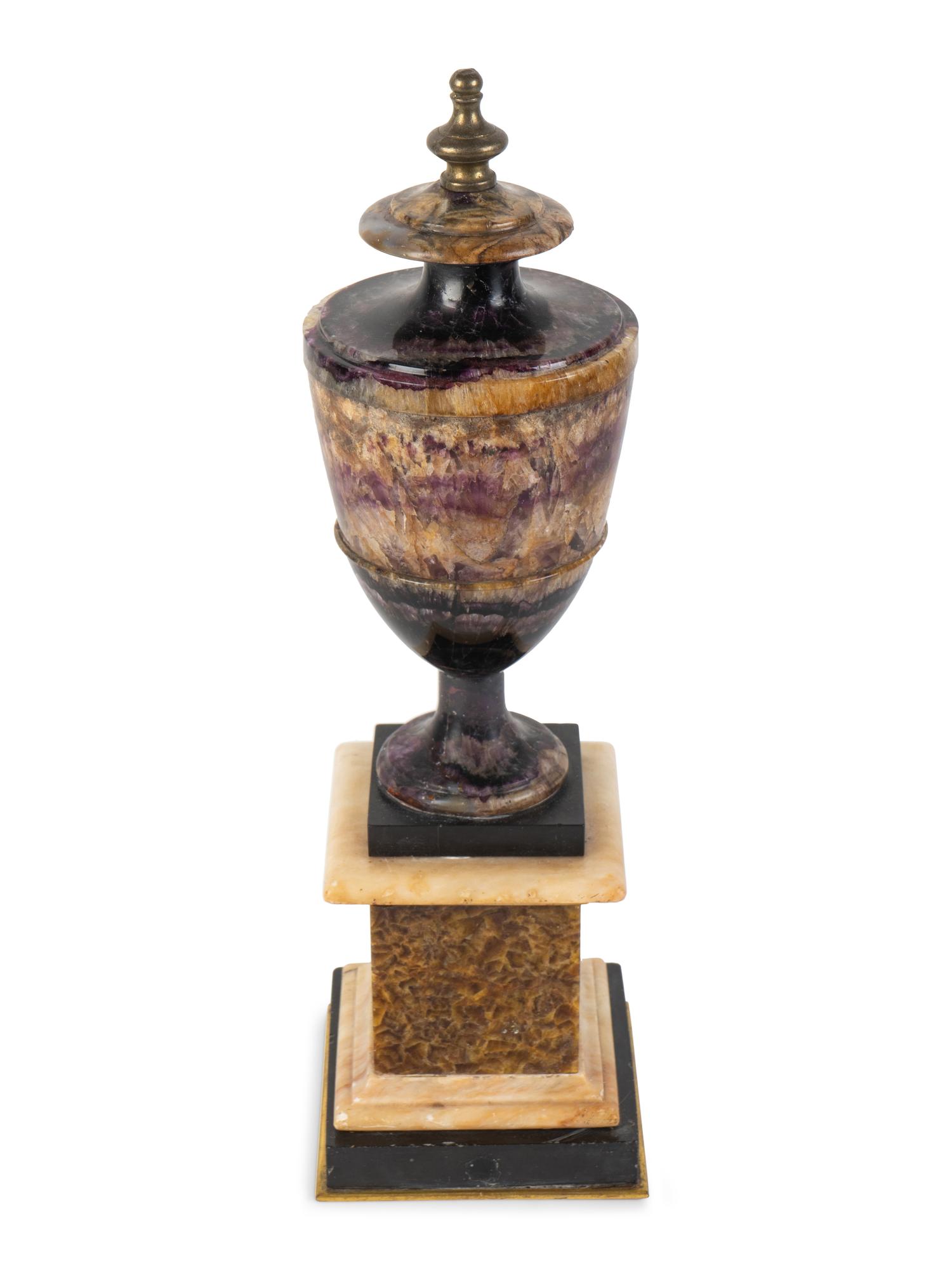 A George III Blue John Covered Urn on Pedestal — Circa 1800
