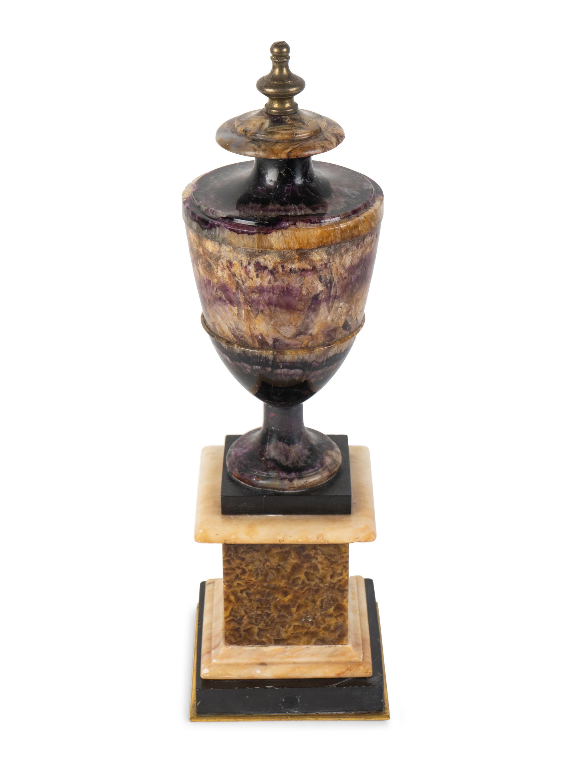 A George III Blue John Covered Urn on Pedestal — Circa 1800