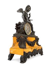 A Louis Philippe Bronze and Marble Figural Mantel Clock