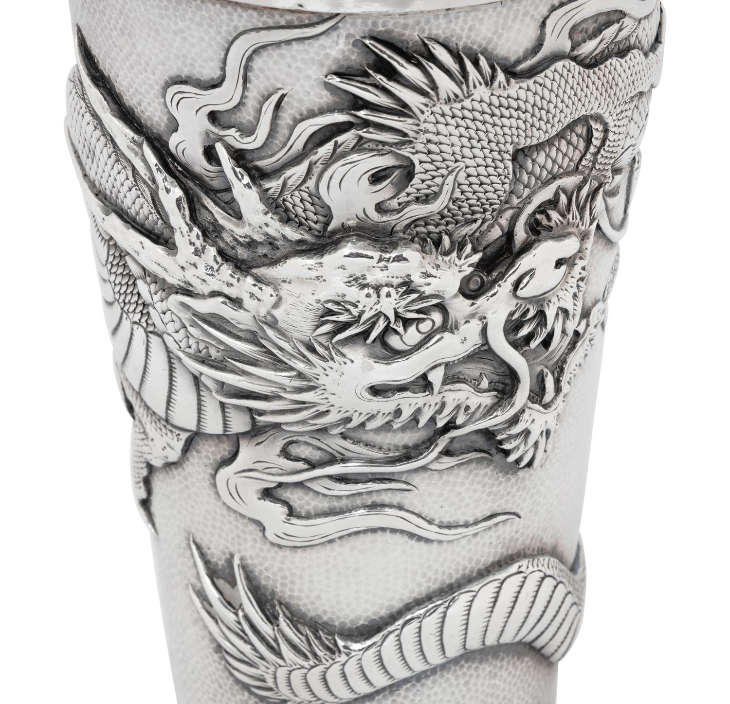 A Japanese Silver 'Dragon' Cocktail Shaker