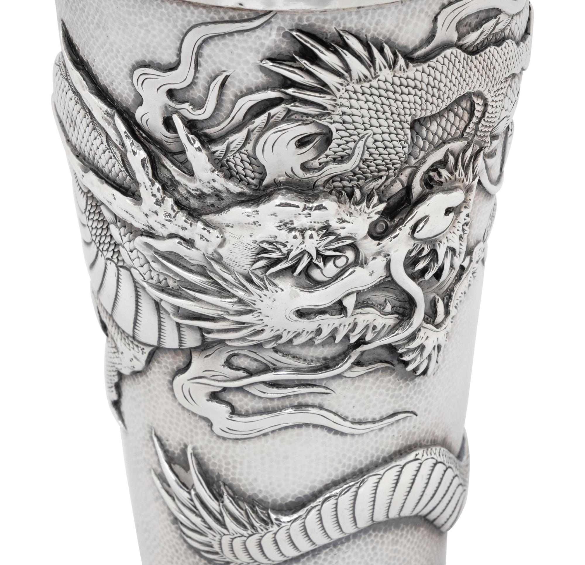 A Japanese Silver 'Dragon' Cocktail Shaker