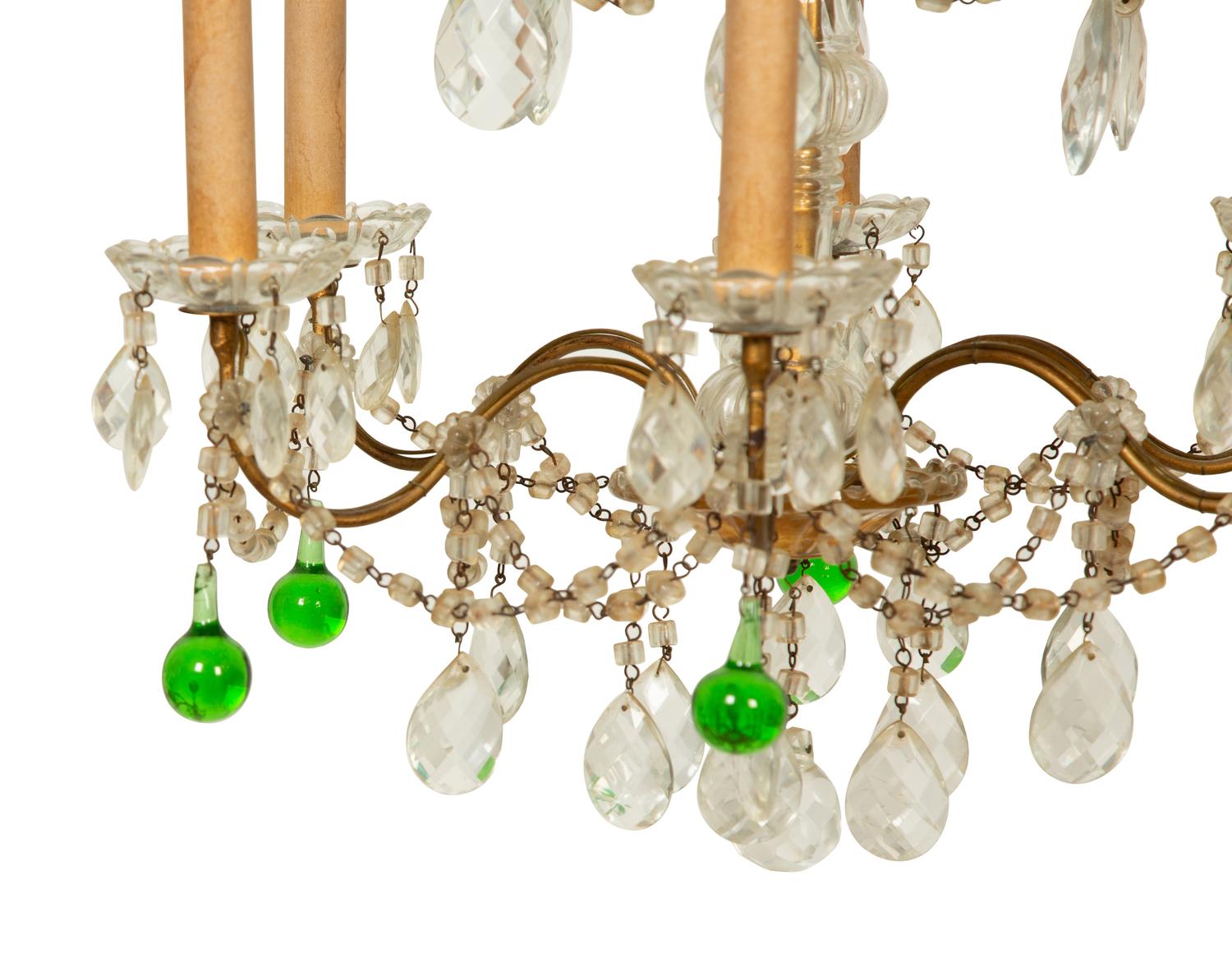 An Italian Beaded Gilt Metal Chandelier