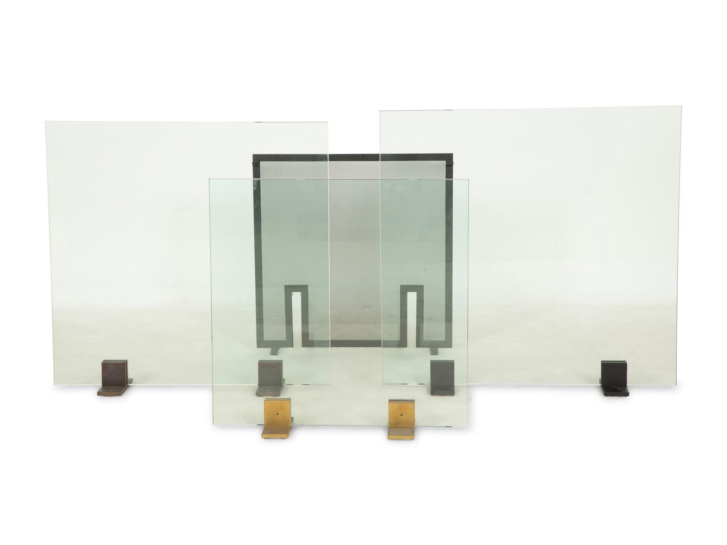 Four Contemporary Glass Fire Screens