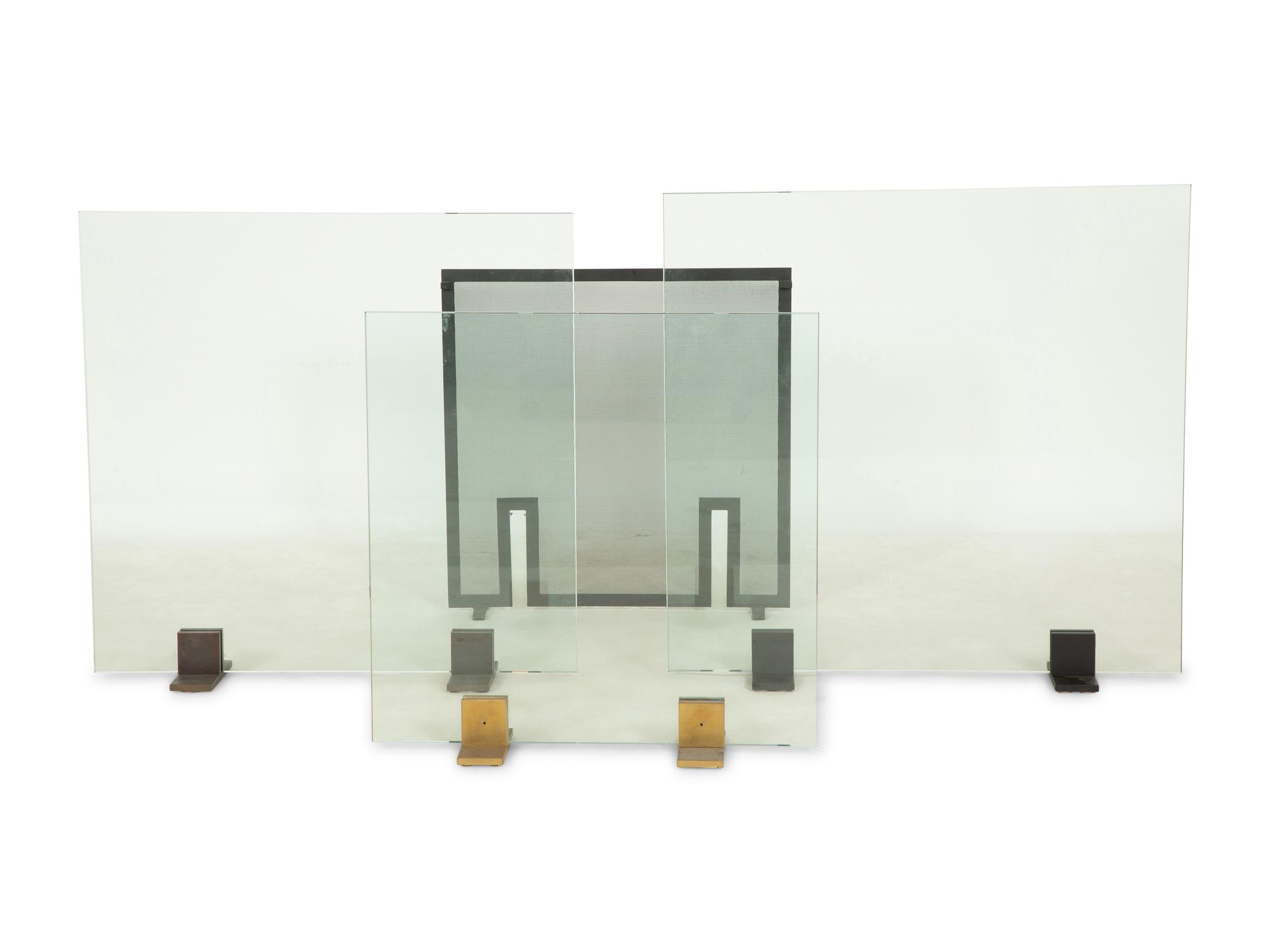Four Contemporary Glass Fire Screens