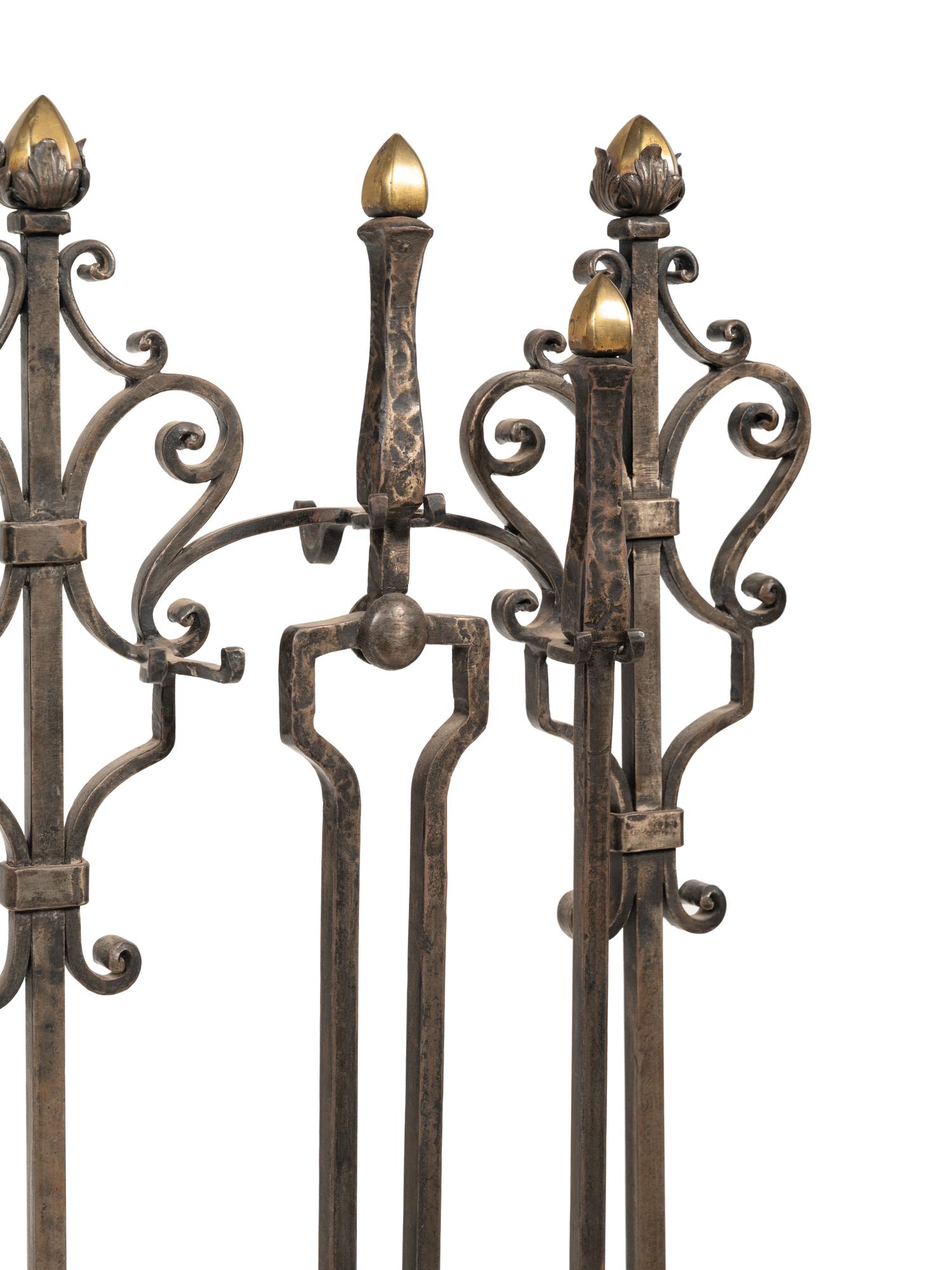 A Set of Iron and Brass Fire Tools