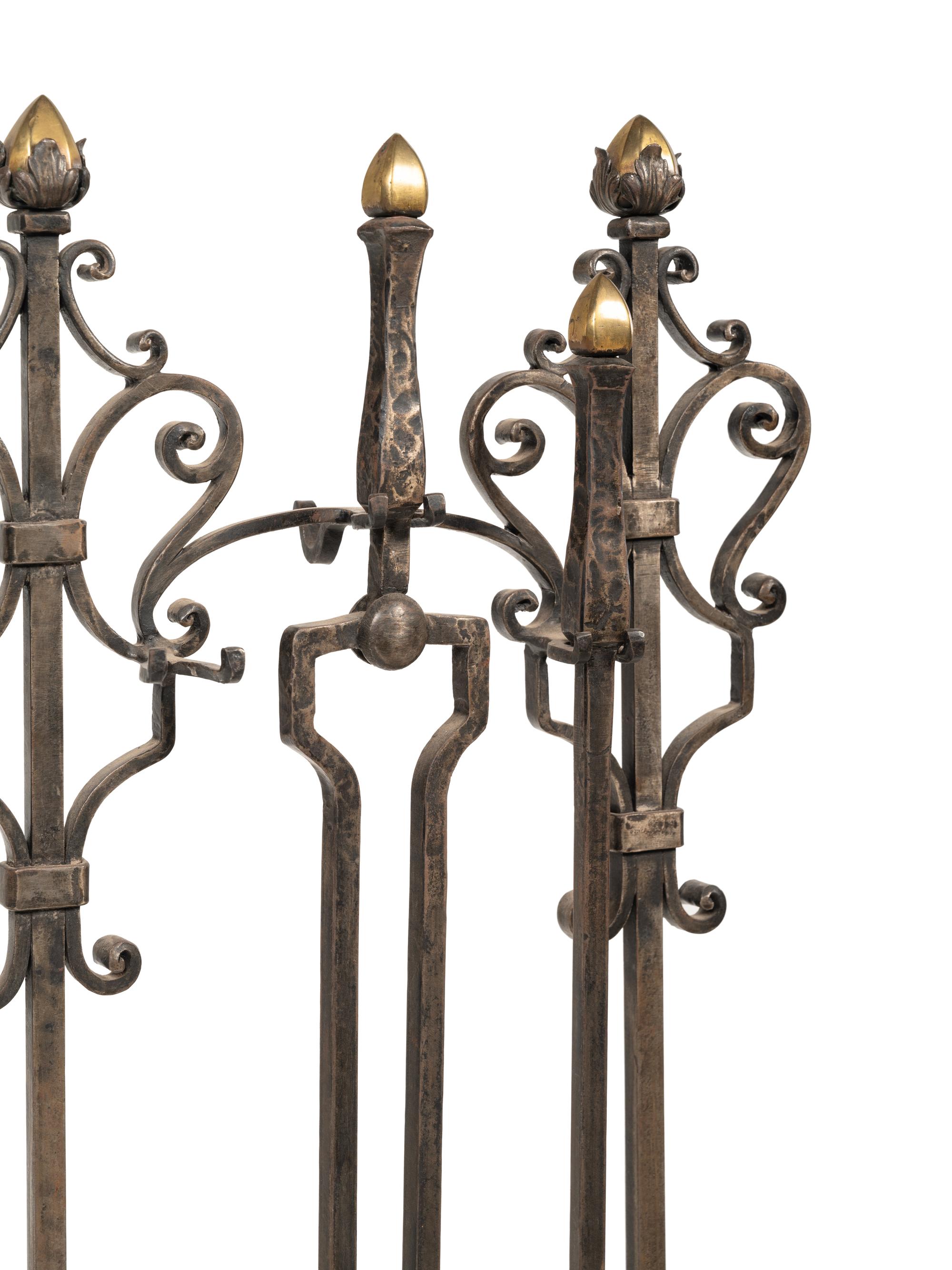 A Set of Iron and Brass Fire Tools