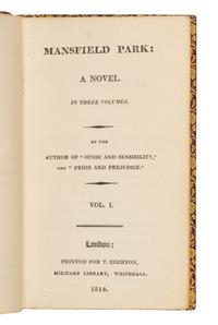 AUSTEN, Jane (1775-1817). Mansfield Park: A Novel... By the Author of "Sense and Sensibility," and "Pride and Prejudice." London: T. Egerton, 1814.